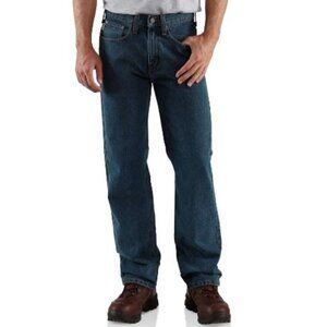 CARHARTT (48 x 30) Relaxed Fit Straight Leg Men's Jeans Blue